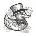 rubber duck with a top hat and monocle  tattoo design idea