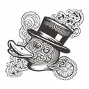 rubber duck with a top hat and monocle  tattoo design idea