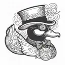 rubber duck with a top hat and monocle  tattoo design idea