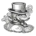 rubber duck with a top hat and monocle  tattoo design idea