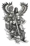 native american, motorcycle tattoo design idea