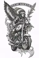 native american, motorcycle tattoo design idea