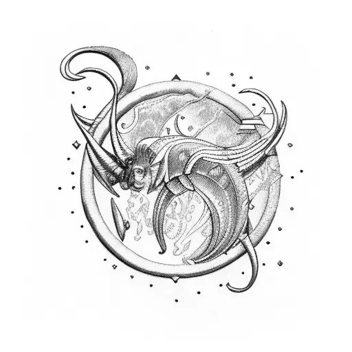 aries and Pisces  tattoo design idea