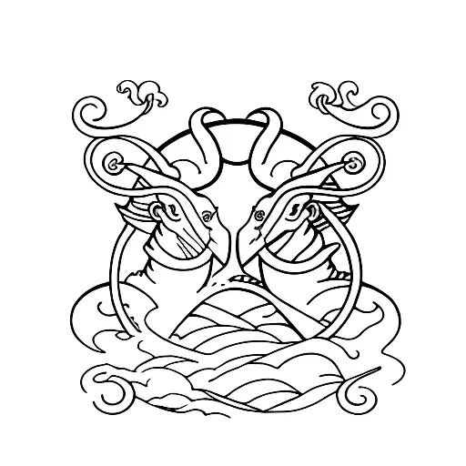 aries and Pisces  tattoo design idea