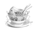 Bowl of plain ramen and the noodles spelling Lea tattoo design idea