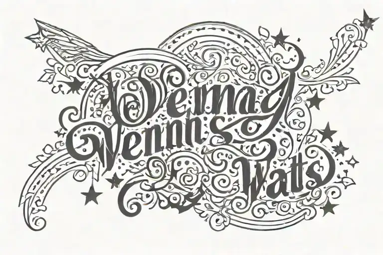 italic text and a romantic looking font that says "vienna waits for you" with a few  small stars around it  tattoo design idea