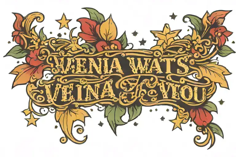 italic text and a romantic looking font that says "vienna waits for you" with a few  small stars around it  tattoo design idea