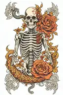 kundalini start dna and hug king kobra snake skeleton on back and finish arm tattoo design idea