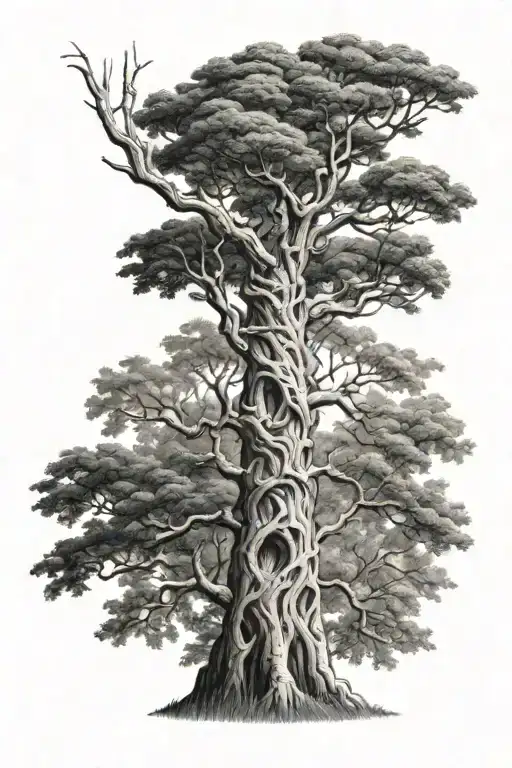 Tree tattoo that extends from thigh to torso tattoo design idea