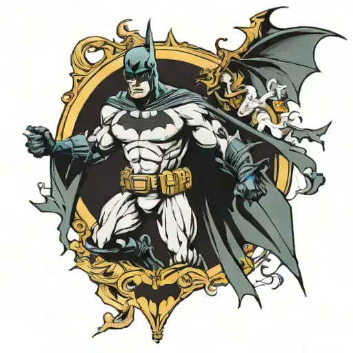 Neo-Traditional "Batman Scene Without The Rope" Tattoo - BlackInk AI