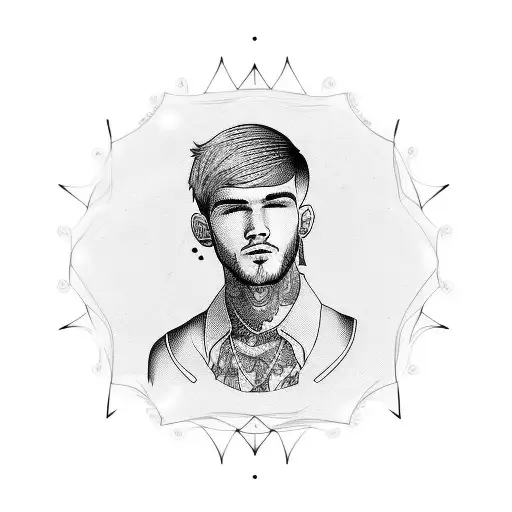 Lil Peep portrait with a mandala background tattoo design idea