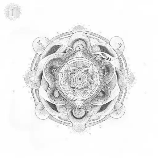 A mandala made of colorful music notes with an octopus in the center tattoo design idea