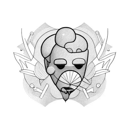 A playful design featuring a cabeçudo playing tennis in the Nordeste landscape tattoo design idea