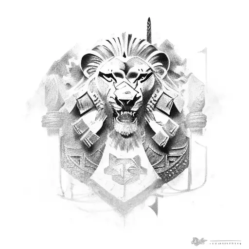roman gladiator include lion tattoo design idea