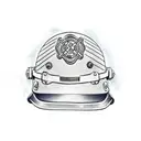 A firefighter's helmet surrounded by a beach landscape tattoo design idea