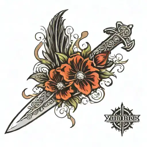 a very small viking sword with my Great grandfather's dates running across the Edge tattoo tattoo design idea