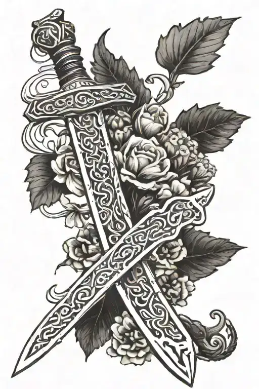a very small viking sword with my Great grandfather's dates running across the Edge tattoo tattoo design idea