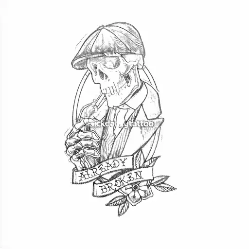 skull smoking cigarette tattoo Head Temporary Sticker (Set of 2) Smoking Skull with military cap